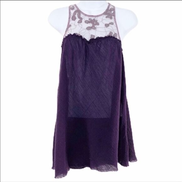 FREE PEOPLE Purple Lace Sequin Racerback Tank S - Picture 4 of 8